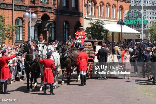 Bridegroom Crown prince Ernst August of Hanover jr. And his wife Ekaterina Malysheva , Princess Alexandra of Hanover during the wedding of Prince...