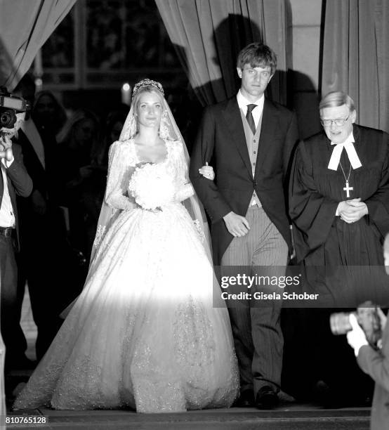Bridegroom Crown prince Ernst August of Hanover jr. And his wife Ekaterina Malysheva leave their wedding of Prince Ernst August of Hanover, Duke of...