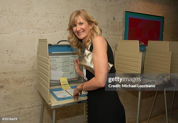 Actress Laura Dern casts a ballots at the after party for the New York premiere of HBO Films' "Recount", at The Four Seasons Restaurant in New York...