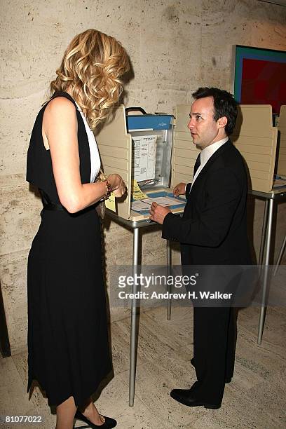 Actress Laura Dern and writer Danny Strong fill out "HBO Recount" ballots at the HBO Films premiere of "Recount" after party at The Four Seasons May...