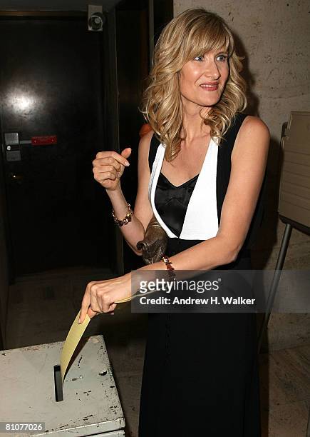 Actress Laura Dern casts an "HBO Recount" ballot at the HBO Films premiere of "Recount" after party at The Four Seasons May 13, 2008 in New York City.