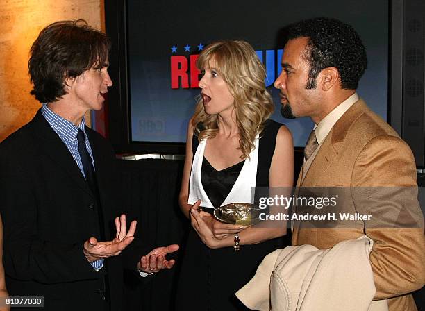 Director Jay Roach, actress Laura Dern and musician Ben Harper talk at the HBO Films premiere of "Recount" after party at The Four Seasons May 13,...