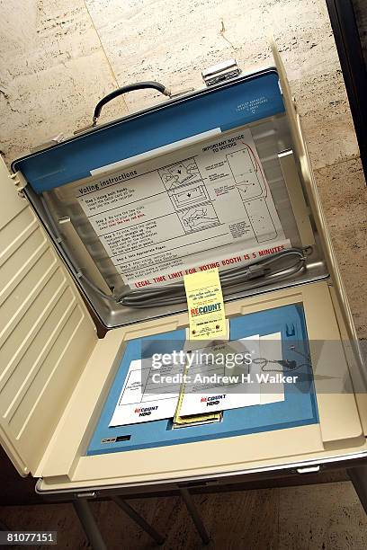 View of a voting booth at the HBO Films premiere of "Recount" after party at The Four Seasons May 13, 2008 in New York City.