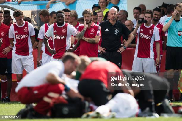 Abdelhak Nouri of Ajax is very badly injured during the friendly match between Ajax Amsterdam and SV Werder Bremen at Lindenstadion on July 08, 2017...