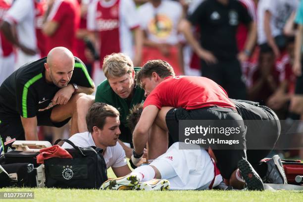 Abdelhak Nouri of Ajax is very badly injured during the friendly match between Ajax Amsterdam and SV Werder Bremen at Lindenstadion on July 08, 2017...