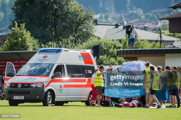 Abdelhak Nouri of Ajax is very badly injured during the friendly match between Ajax Amsterdam and SV Werder Bremen at Lindenstadion on July 08, 2017...