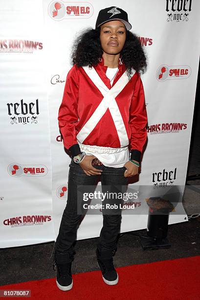 Teyana Taylor poses at Chris Brown's 19th birthday bash hosted by Carol's Daughter at Rebel on May 13, 2008 in New York City.