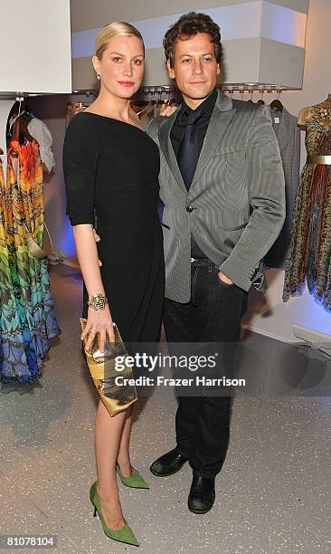 Actress Alice Evans and actor Ioan Gruffudd arrive at the Alexander McQueen store opening held at the new Alexander McQueen store on May 13, 2008 in...