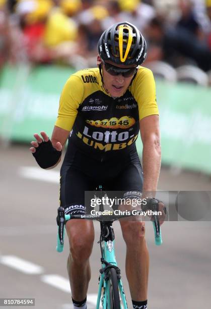 Robert Gesink of The Netherlands and Team Lotto NL-Jumbo crosses the finish line during stage eight of the 2017 Le Tour de France, a 187.5km road...