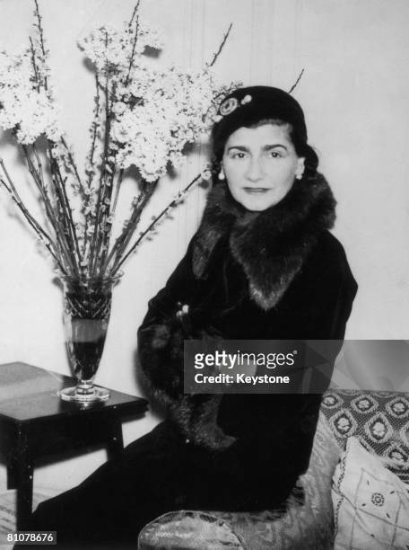 French fashion designer Gabrielle 'Coco' Chanel at a London hotel, 1932.
