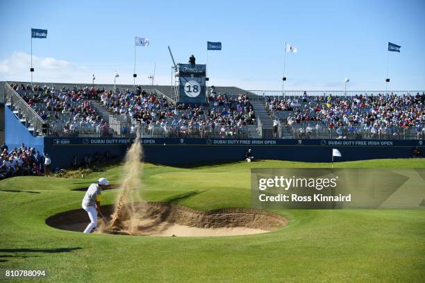Daniel Im of the United States hits his third shot on the 18th hole during day three of the Dubai Duty Free Irish Open at Portstewart Golf Club on...