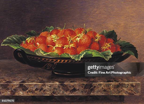 stockillustraties, clipart, cartoons en iconen met strawberries in a greek kylix - stilleven