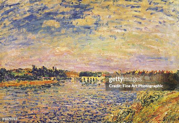 stockillustraties, clipart, cartoons en iconen met the river seine, france - paintings