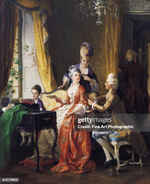 a family concert - harpsichord stock illustrations