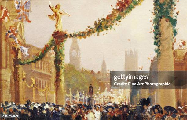 coronation of king george v, whitehall, london, england - 1910 stock illustrations