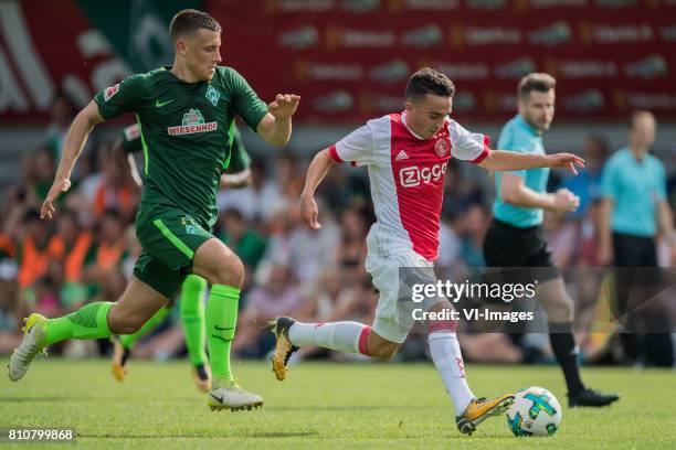 Maximilian Eggestein of SV Werder Bremen, Abdelhak Nouri of Ajax during the friendly match between Ajax Amsterdam and SV Werder Bremen at...