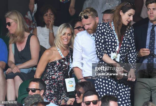 Jenni Falconer and James Midgley attend day six of the Wimbledon Tennis Championships at the All England Lawn Tennis and Croquet Club on July 8, 2017...