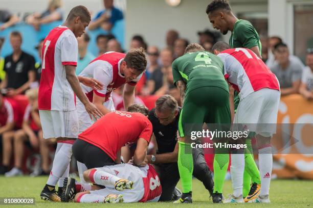 Abdelhak Nouri of Ajax is very badly injured during the friendly match between Ajax Amsterdam and SV Werder Bremen at Lindenstadion on July 08, 2017...