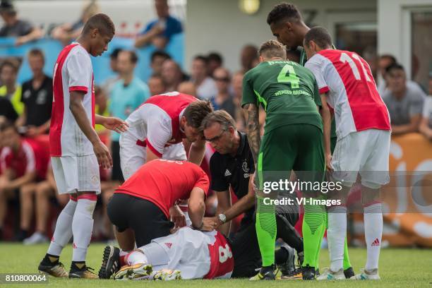 Abdelhak Nouri of Ajax is very badly injured during the friendly match between Ajax Amsterdam and SV Werder Bremen at Lindenstadion on July 08, 2017...