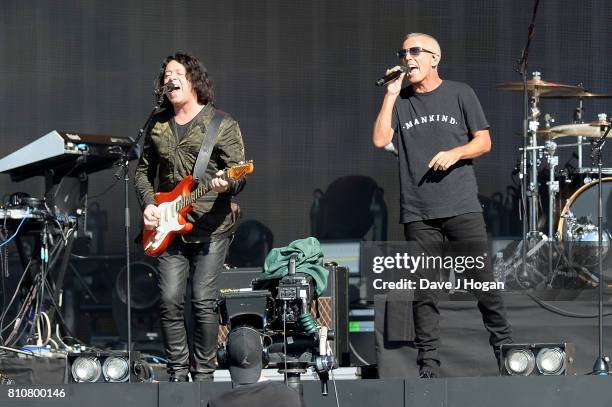 Roland Orzabal and Curt Smith of Tears for Fears perform on stage at the Barclaycard Presents British Summer Time Festival in Hyde Park on July 8,...