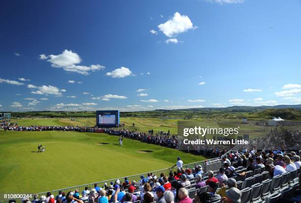 General View of Daniel Im of the United States on the 18th green during day three of the Dubai Duty Free Irish Open at Portstewart Golf Club on July...