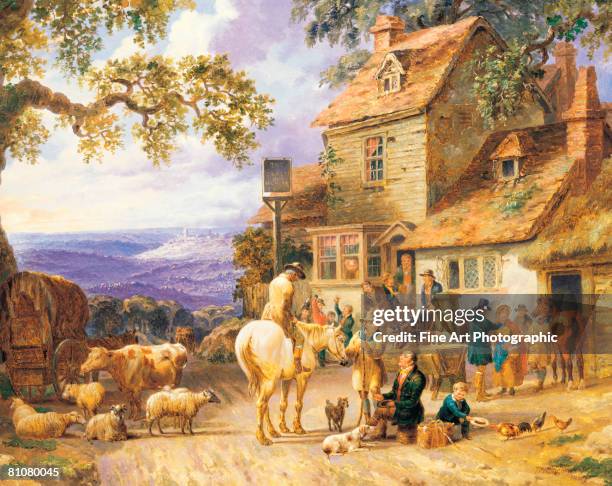 a village tavern - inn stock illustrations
