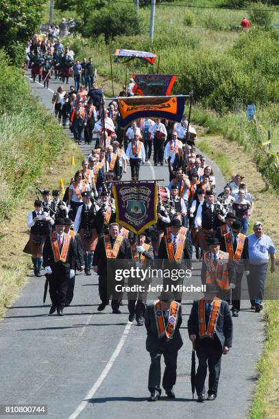 Orangmen take part in the annual pre Twelfth of July parade held in Rossnowlagh on July 8, 2017 in Donegal, Ireland. The demonstration in Rossnowlagh...