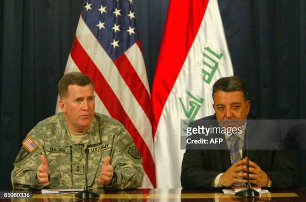 Tahseen al-Sheikhlu , Civilian Spokesman for Operation 'Fardh al-Qanoon' or 'Implementing the Law' and US Maj. Kevin Bergner, spokesman for the Multi...