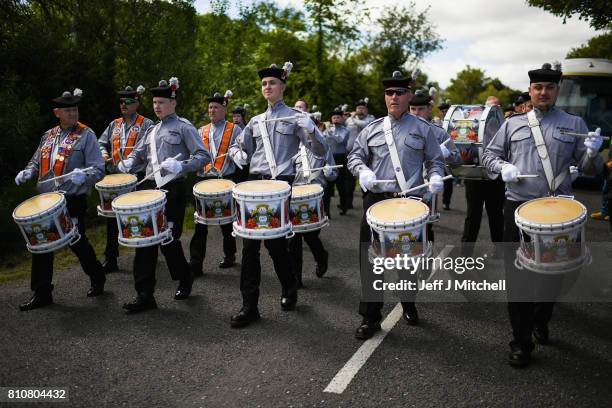 Orangmen take part in the annual pre Twelfth of July parade held in Rossnowlagh on July 8, 2017 in Donegal, Ireland. The demonstration in Rossnowlagh...