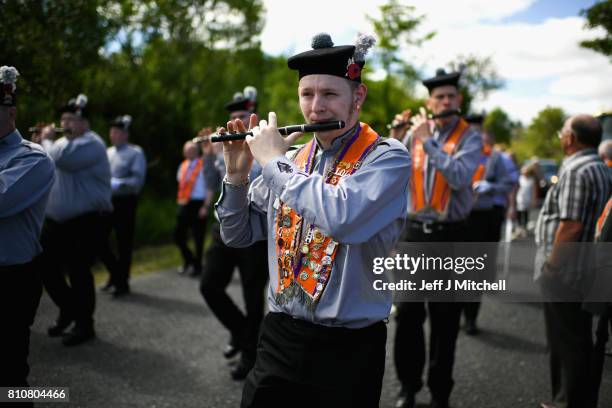 Orangmen take part in the annual pre Twelfth of July parade held in Rossnowlagh on July 8, 2017 in Donegal, Ireland. The demonstration in Rossnowlagh...