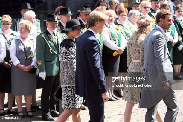 Prince Pierre Casiraghi and his wife Beatrice Borromeo, Princess Charlotte Casiraghi an Ben-Sylvester Strautmann during the wedding of Prince Ernst...