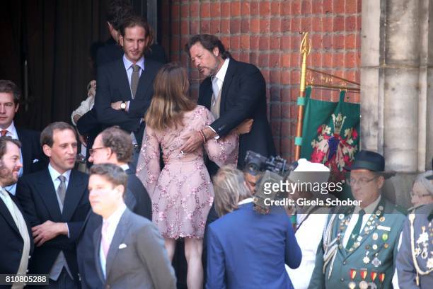 Andrea Casriraghi and his sister Princess Alexandra of Hanover during the wedding of Prince Ernst August of Hanover jr., Duke of Brunswick-Lueneburg,...
