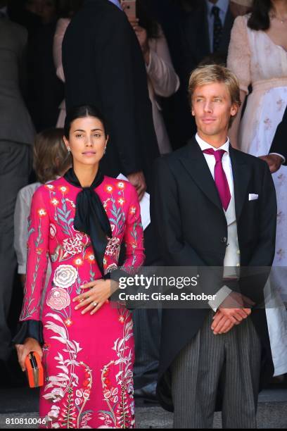 Prince Christian of Hanover and his fiancee Alessandra de Osma leaves the wedding of Prince Ernst August of Hanover, Duke of Brunswick-Lueneburg, and...