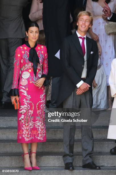 Prince Christian of Hanover and his fiancee Alessandra de Osma leaves the wedding of Prince Ernst August of Hanover, Duke of Brunswick-Lueneburg, and...