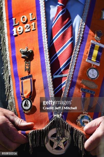Orangmen take part in the annual pre Twelfth of July parade held in Rossnowlagh on July 8, 2017 in Donegal, Ireland. The demonstration in Rossnowlagh...