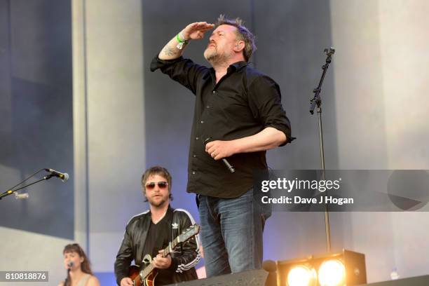 Mark Potter and Guy Garvey perform on stage at the Barclaycard Presents British Summer Time Festival in Hyde Park on July 8, 2017 in London, England.