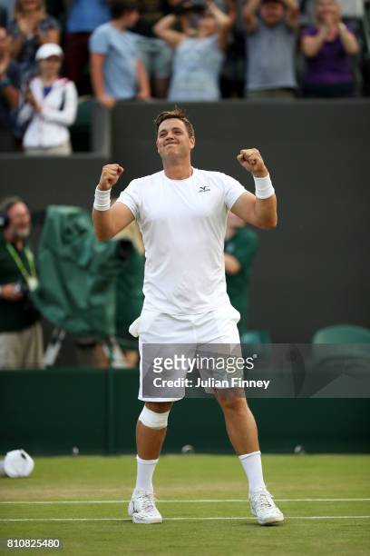 Marcus Willis of Great Britain celebrates after the Gentlemen's Doubles second round match with Jay Clarke of Great Britain against Pierre-Hugues...