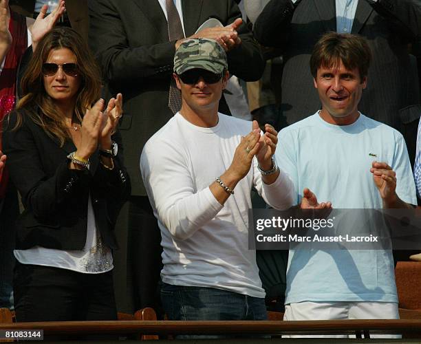 David Hallyday and his wife Alexandra Pastor attend the 2007 French Open at Roland Garros arena in Paris, France on June 5, 2007.