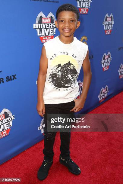 Actor Lonnie Chavis arrives at Marvel Universe LIVE! Age Of Heroes World Premiere Celebrity Red Carpet Event at Staples Center on July 8, 2017 in Los...