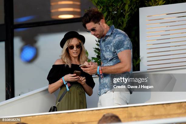 Joanne Froggatt and James Cannon watch The Killers from The Barclaycard VIP area at the Barclaycard Presents British Summer Time Festival in Hyde...