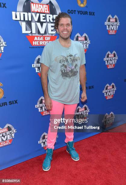 Perez Hilton attends the world premiere of Marvel Universe Live! Age Of Heroes at Staples Center on July 8, 2017 in Los Angeles, California.