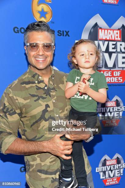 Actor Jaime Camil and son Jaime Camil III attend the world premiere of Marvel Universe Live! Age Of Heroes at Staples Center on July 8, 2017 in Los...