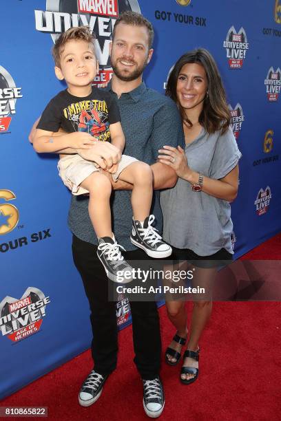 Cutter Dykstra, Actress Jamie Lynn Sigler, and son Beau arrive at Marvel Universe LIVE! Age Of Heroes World Premiere Celebrity Red Carpet Event at...