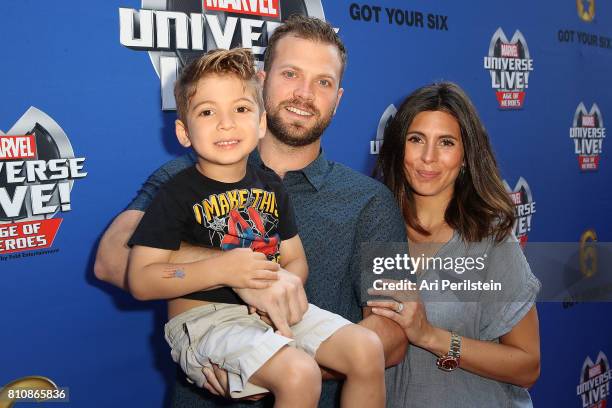 Cutter Dykstra, Actress Jamie Lynn Sigler, and son Beau arrive at Marvel Universe LIVE! Age Of Heroes World Premiere Celebrity Red Carpet Event at...