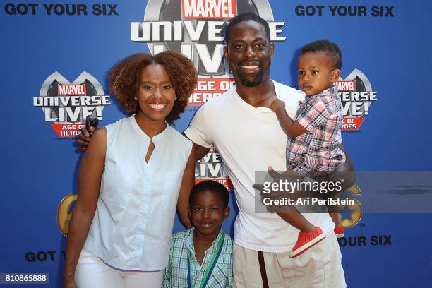 Ryan Michelle Bathe, son Andrew, Actor Sterling K. Brown, and son Amare arrive at Marvel Universe LIVE! Age Of Heroes World Premiere Celebrity Red...