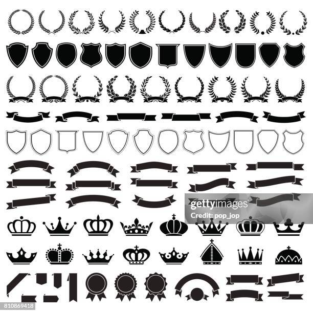 ilustrações de stock, clip art, desenhos animados e ícones de heraldic elements set - illustration - real