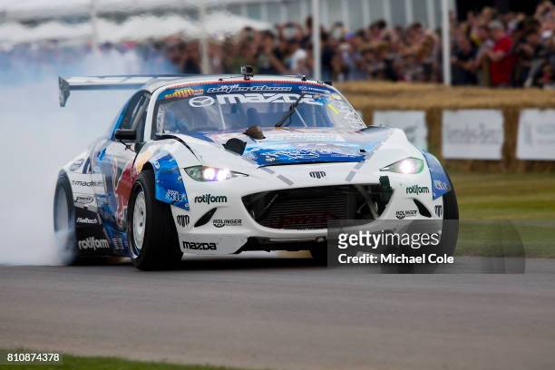 Mad Mike' Whiddett in his 1200 bhp Mazda MX-5 during the Goodwood festival of Speed at Goodwood on June 30th, 2017 in Chichester, England.