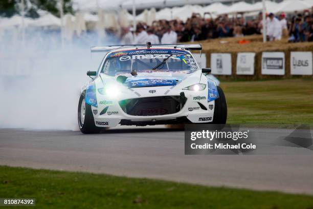 Mad Mike' Whiddett in his 1200 bhp Mazda MX-5 during the Goodwood festival of Speed at Goodwood on June 30th, 2017 in Chichester, England.