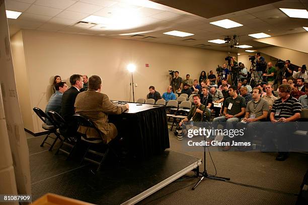 Rick Carlisle, new head coach of the Dallas Mavericks along with owner Mark Cuban and General Manager Donnie Nelson speak with members of the media...