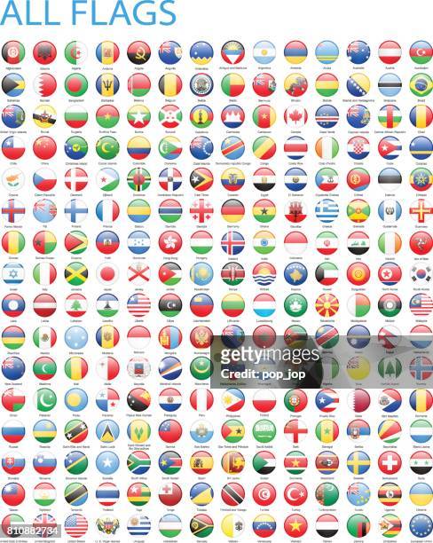 all world round flag icons - illustration - national flag stock illustrations